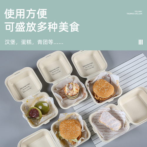 Wholesale disposable pulp lunch boxes burger boxes combined picnic green rice cake packaging boxes square with lid baking cake boxes