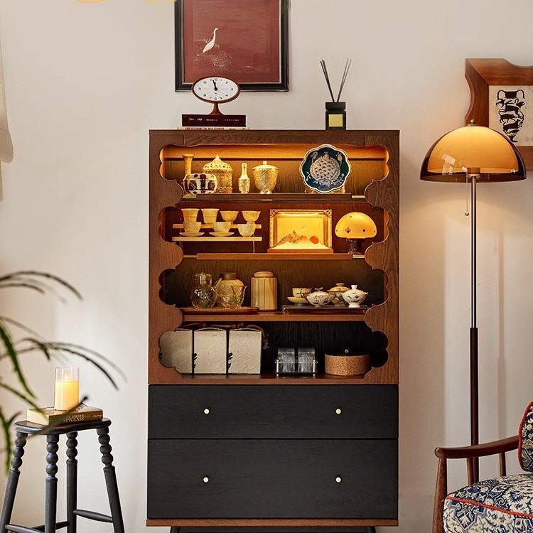 French Mid-Century Style Sideboard Solid Wood Display Cabinet Storage Cabinet Wine Cabinet Sofa Side Cabinet Tea Cabinet Storage Cabinet