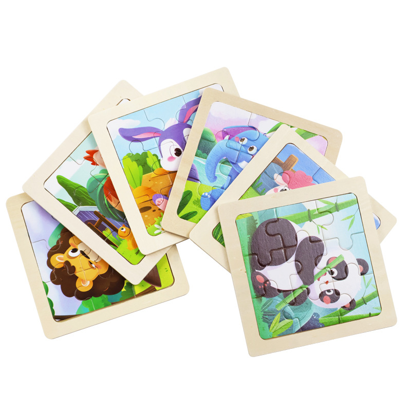 Fábrica directa de niños pequeños 9 piezas de dibujos animados de madera plano rompecabezas puzzle puzzle juguetes de educación temprana para bebés image 5