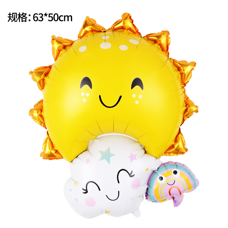 Globo de nube sonriente globo de luna de sol de dibujos animados arco iris decoración de cumpleaños modelo cara sonriente rubor globo de nube blanca