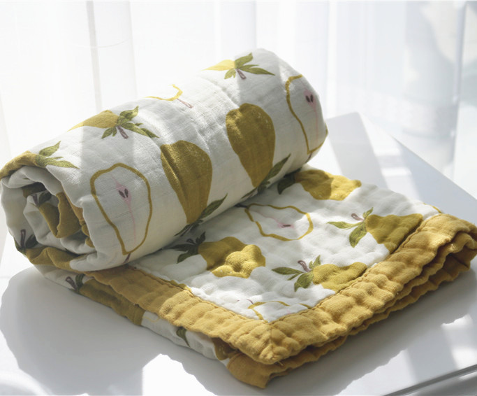 外贸6层有机竹棉纱布毯宝宝新生儿盖毯推车毯抱毯