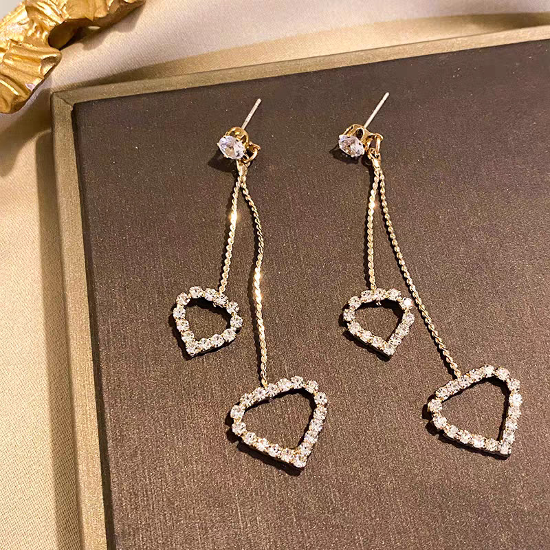 Tassel love stud earrings-silver needle