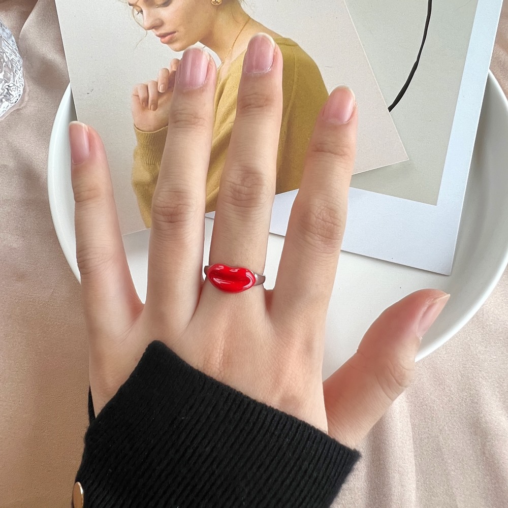 Cartoon Style Lips Sterling Silver Plating Rings 1 Piece