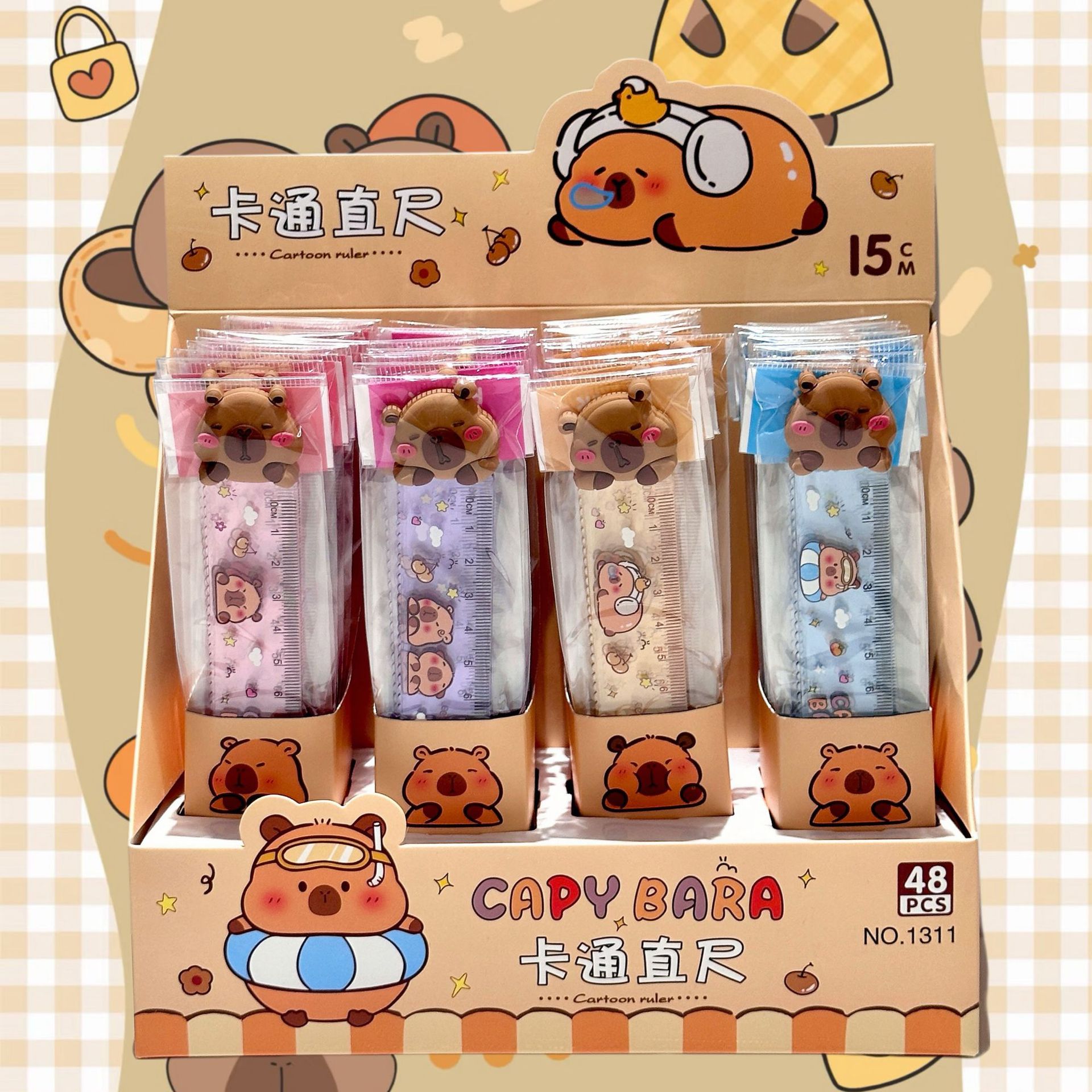 Kapibala regla de alto valor 15cm linda regla de goma blanda regla de dibujo papelería para estudiantes al por mayor transfronterizo