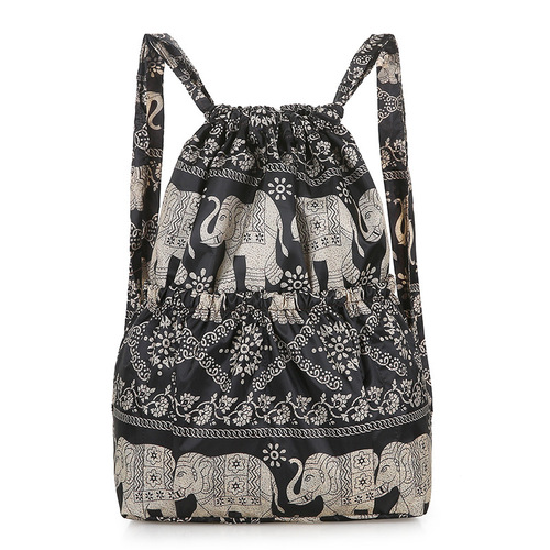 Autumn floral fabric backpack drawstring bucket backpack for girls outdoor leisure large capacity student schoolbag drawstring bag