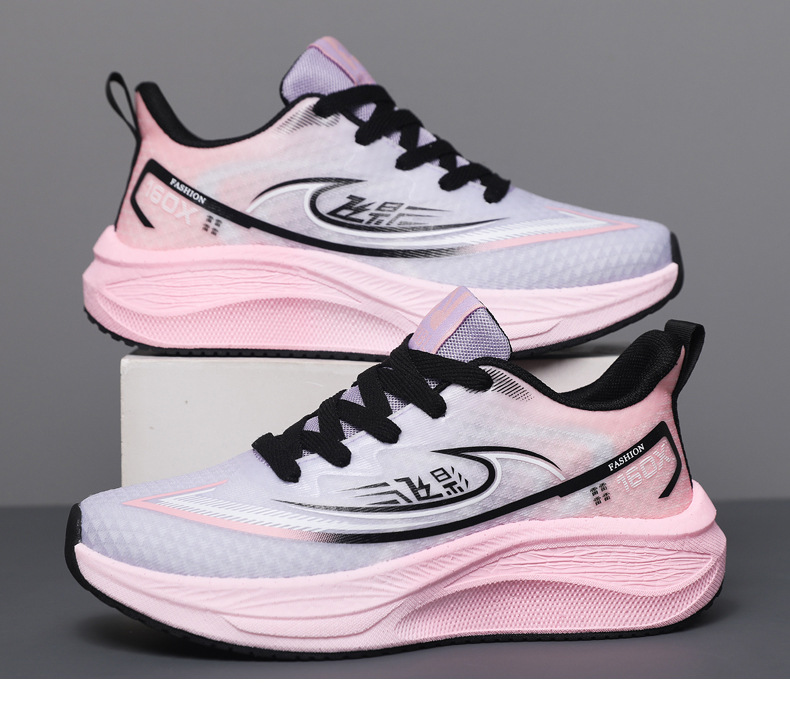 Nuevos hombres y mujeres parejas zapatos deportivos casuales suela suave tablero de carbono amortiguador zapatillas para correr estudiantes tendencia superficie de malla voladora ligera