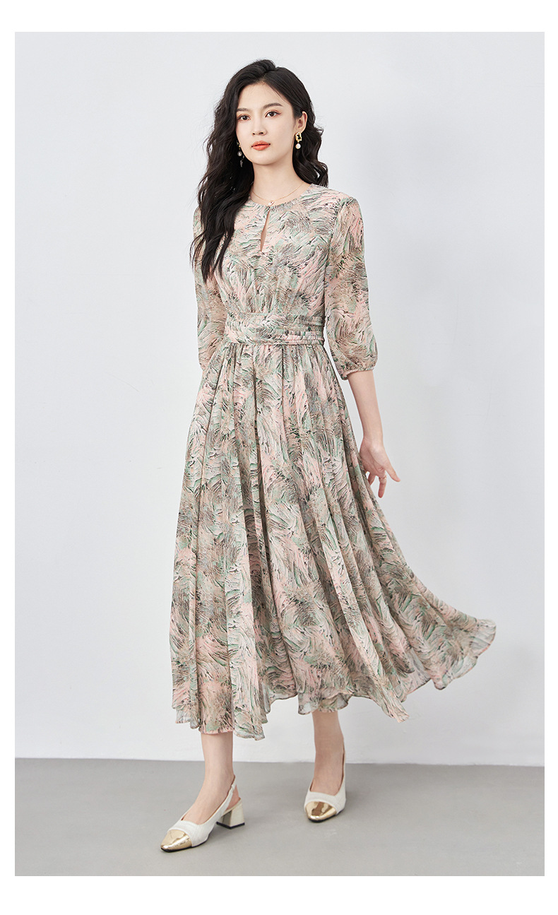 Váy maxi nữ thắt eo phong cách Nam Pháp tinh tế — Màu hồng chi tiết 16