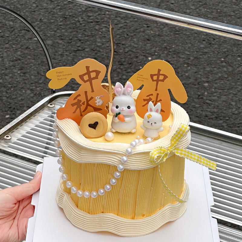 2025 Mid-Autumn Festival Cake Decoration Cute Little Rabbit Ornaments Jade Rabbit Mid-Autumn Festival Happy Flowers and Full Moon Inserts 2025 Mid-Autumn Festival Cake Decoration Cute Little Rabbit Ornaments Jade Rabbit Mid-Autumn Festival Happy Flowers and Full Moon Inserts