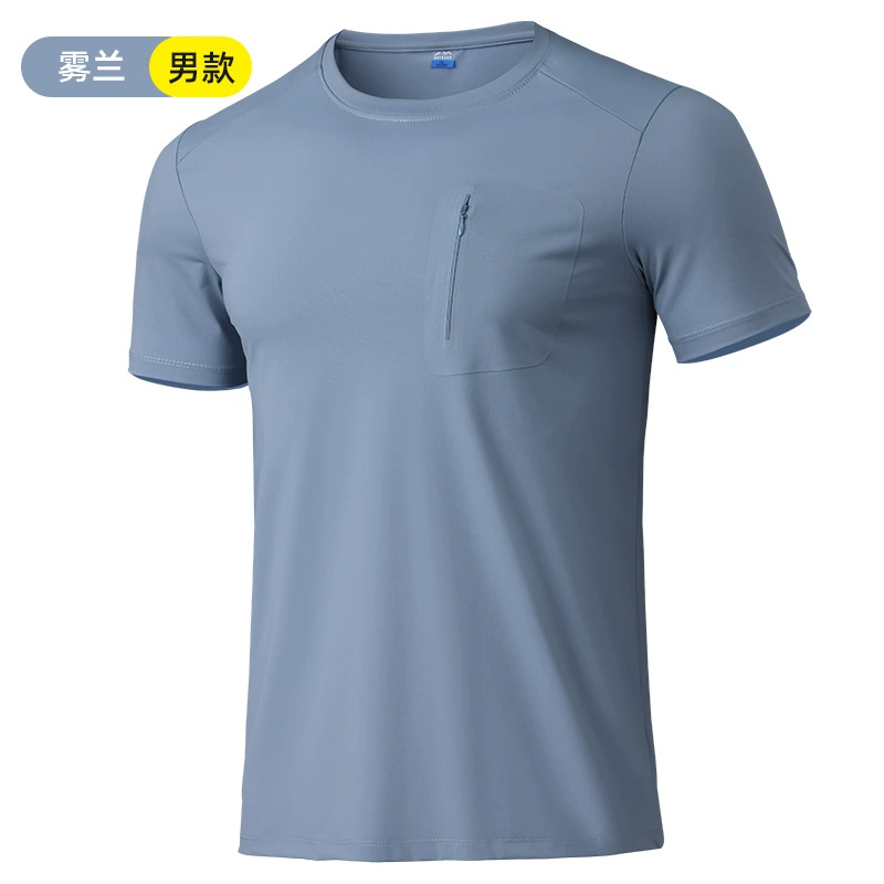 Летняя пара модных мужчин и женщин с короткими рукавами на открытом воздухе быстрюхие новые ледяные шелки повседневные дышащие спортивные футболки с круглым вырезом