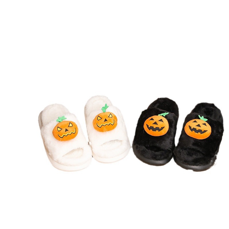 Små beställningar i lager Halloween pumpa höst och vinter män och kvinnor par bomull tofflor hem inomhus_voghion.com