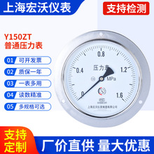 上海上儀宏沃儀表Y150ZT軸向帶邊壓力表-氣壓水壓油壓羅紋20*1.5
