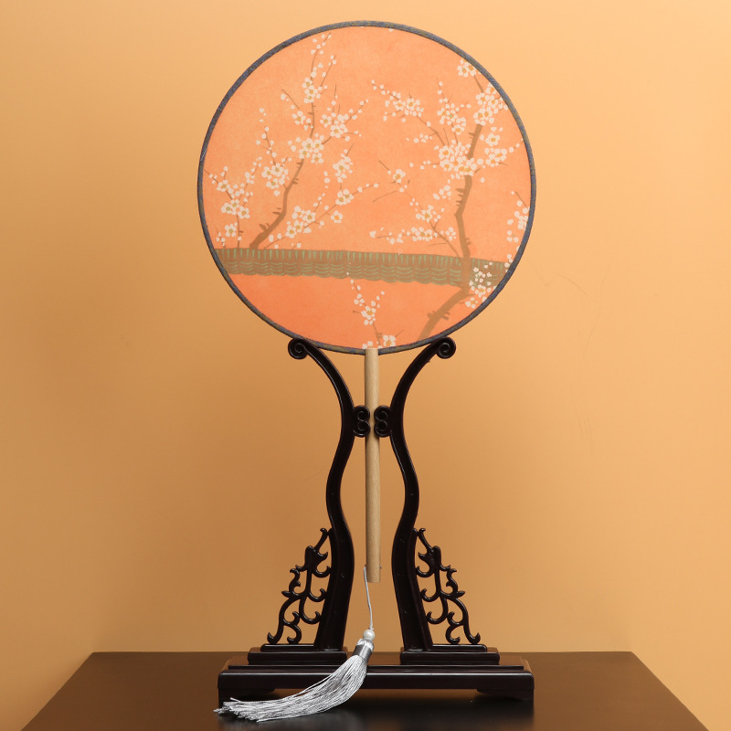 Estilo antiguo translúcido ventilador redondo estilo chino Palacio ventilador danza clásica cara de seda hecha a mano ventilador de bambú artesanía al por mayor