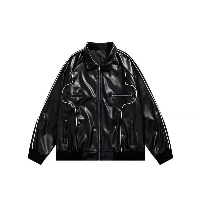 Padrino chaqueta de cuero de locomotora de gran tamaño nicho, chaqueta de cuero de guangzhou, chaqueta de cuero retro americana.