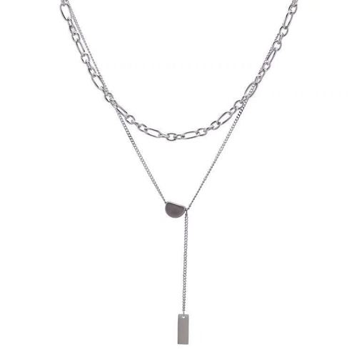 Love Bean Double-layer Titanium Steel Necklace Women's Simple Ins Lucky Bean Double-layer Stacked Clavicle Chain Necklaces Jewelry Accessories
