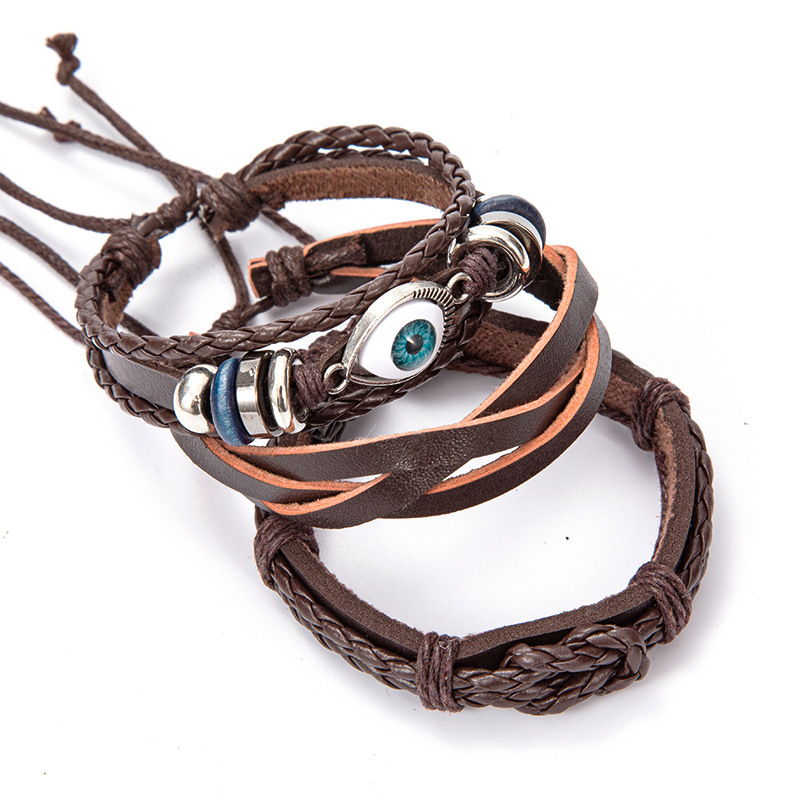 Ethnic Style Leaf Pu Leather Alloy Braid Unisex Bracelets display picture 5