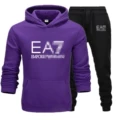 Purple blue + black pants + white label