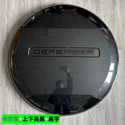 Spare wheel cover: Rear-Mounted Spare Tire Cover - land-rover-defenderdefender-imported-defender-carbahn-gray-upper-and-lower-glossy-black-black-label-spare-tire-cover