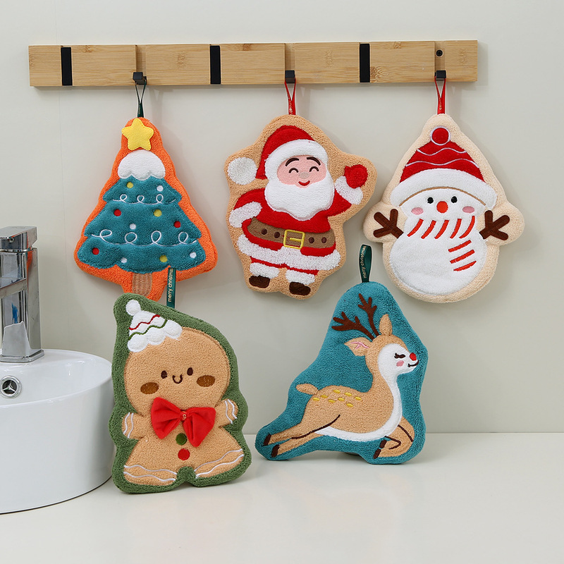 Carnival Christmas Series Bathroom Hangable Hand Towels, Soft and Comfortable Thickened Cleaning Cloths, Children's Absorbent Small Towels Carnival Christmas Series Bathroom Hangable Hand Towels, Soft and Comfortable Thickened Cleaning Cloths, Children's Absorbent Small Towels
