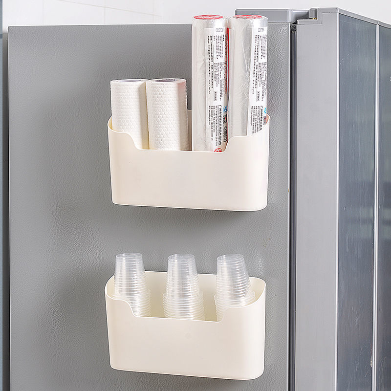 Fresh keeping film storage box kitchen Wall Cabinet doors Punch holes Seasoning Shelf Refrigerator wall Storage