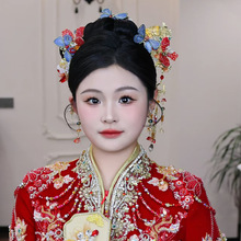 中式古风古典花朵流苏蝴蝶发簪发钗新款减龄新娘秀禾服头饰发饰