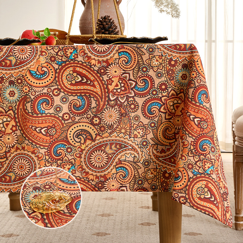 Transfronterizo bohemia tela de mesa impermeable a prueba de polvo tela de mesa resistente al desgaste impresión digital atmósfera sensación de tela decorativa nueva