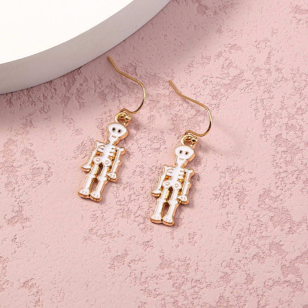 Wholesale Fashion White Skull Creative Halloween Alloy Earrings display picture 3