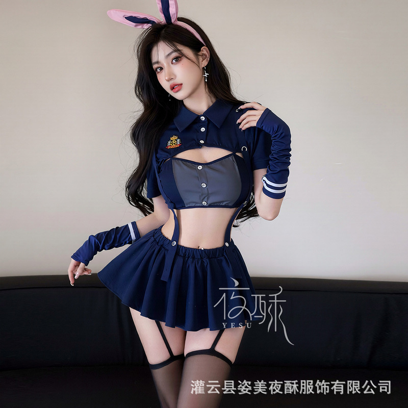 Zimei Nightclub Sexy Lingerie Role Play Judy Rabbit Police Officer Cos Uniform Zootopia Outfit Dress