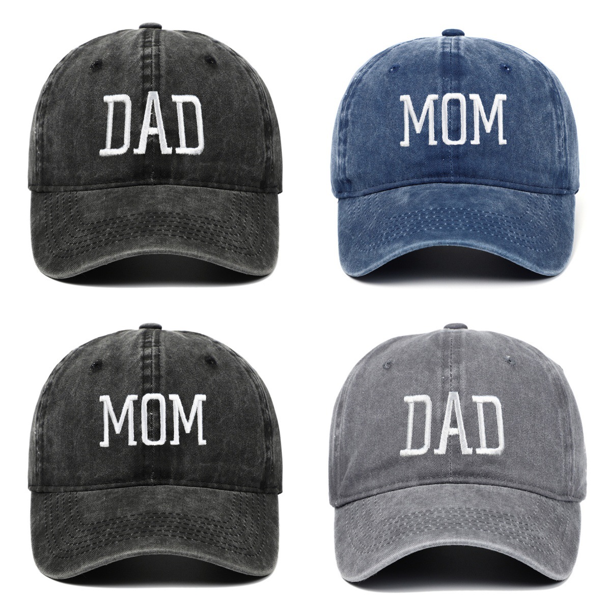亞馬遜速賣通純棉軟頂水洗棉DAD MOM刺繡棒球帽棉鴨舌帽嘻哈帽子