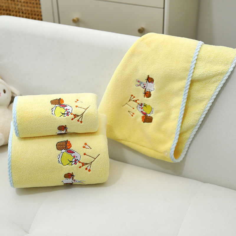Cute Double Rabbit Bath Towel Three-Piece Set Towel Drying Hair Cap Thickened Bath Towel New High-Looking Student Wrap Dormitory Cute Double Rabbit Bath Towel Three-Piece Set Towel Drying Hair Cap Thickened Bath Towel New High-Looking Student Wrap Dormitory