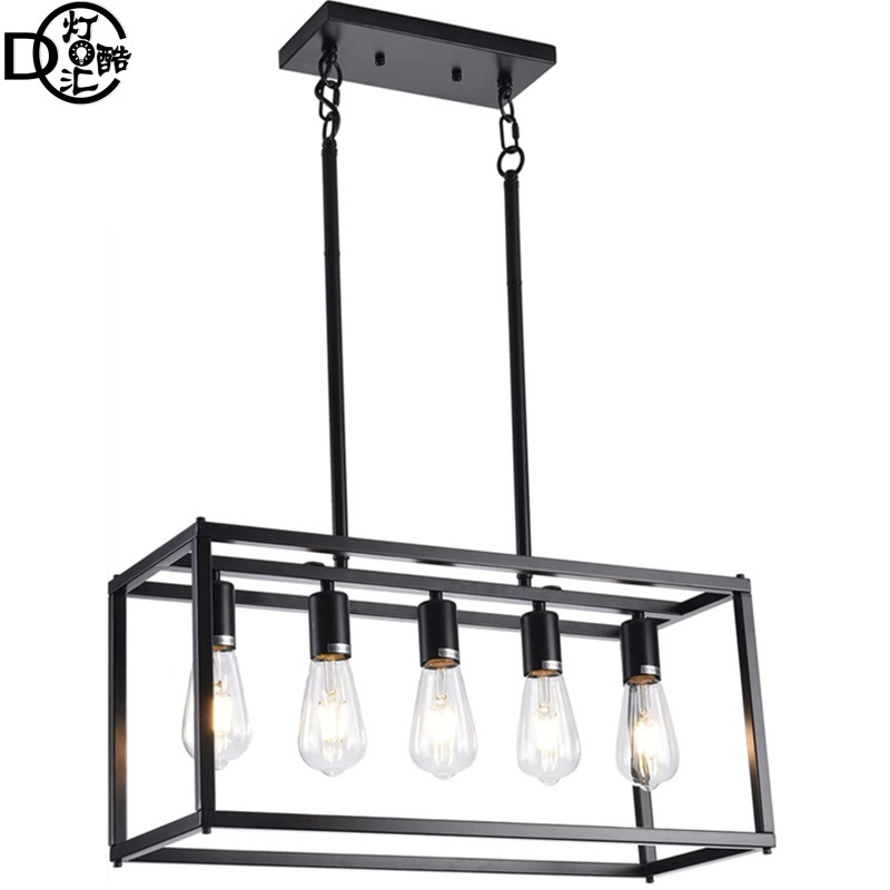 Amazon Export American Country Retro Industrial Style Rectangular Iron Chandelier Living Room Restaurant Kitchen Island Lamps Amazon Export American Country Retro Industrial Style Rectangular Iron Chandelier Living Room Restaurant Kitchen Island Lamps