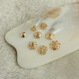 14k包金保色镂空花朵花托 diy手工饰品配件 串珠帽托花瓣隔片材料