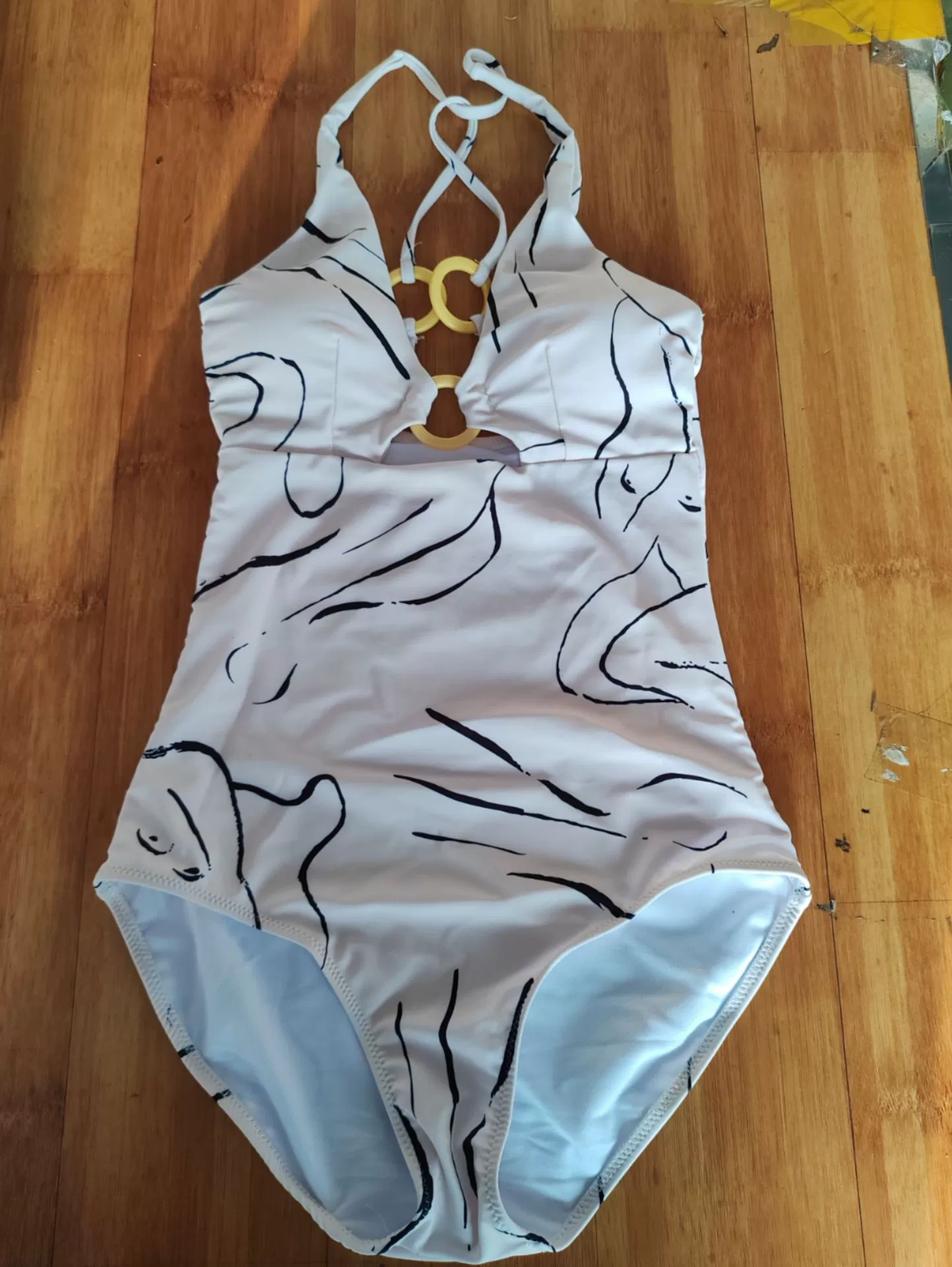 Retro ring, beach bodysuit, swimwear, tight, fitted, backless