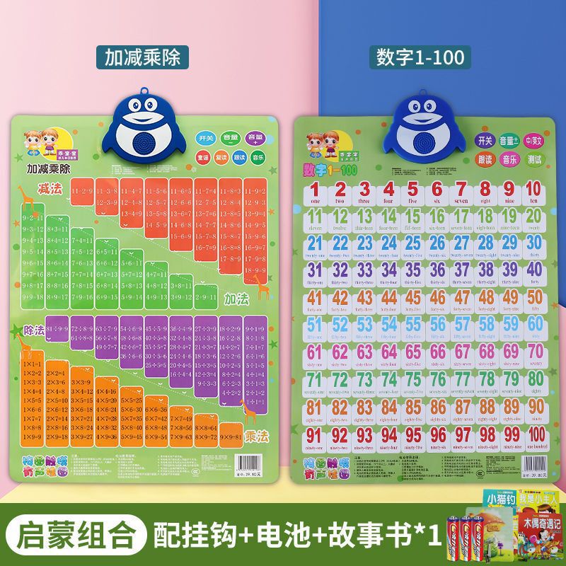 儿童数字1到100有声发声挂图启蒙贴幼儿早教拼音字母表墙|undefined