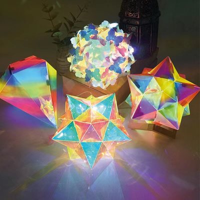 Mid-Autumn Festival portable Festive lantern children diy manual Art lantern led Projection horse race lamp Gradient Rainbow laser Colorful