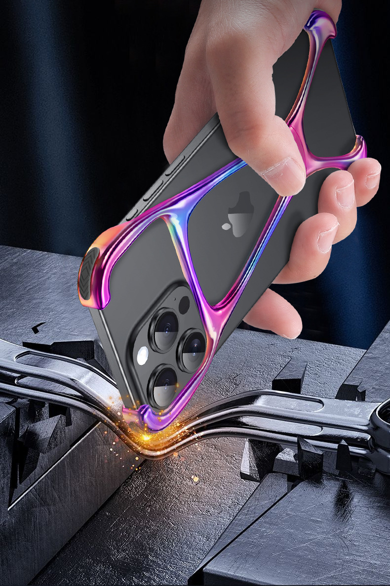 Ốp lưng hợp kim kẽm kim loại chống sốc cho iPhone 16 Pro Max — Vỏ hợp kim kẽm MK Hercules đầy màu sắc, MK Hercules Vỏ hợp kim kẽm-Màu sa mạc, MK Hercules kẽm hợp kim vỏ-màu súng sáng, Vỏ hợp kim kẽm MK Hercules-bạc sáng chi tiết 8