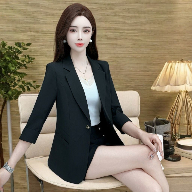 Spring and Autumn Elastic Noble Suit, High-End Thin Two-Eight-Month Jacket, Fully Hemmed Short Suit for Women to Look Younger Spring and Autumn Elastic Noble Suit, High-End Thin Two-Eight-Month Jacket, Fully Hemmed Short Suit for Women to Look Younger