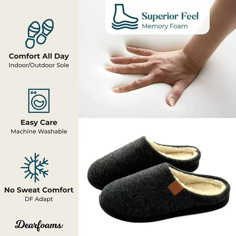 Autumn and Winter Flat-Heeled Sewn Shoes to Heattech at Home, Nordic Large Size Memory Foam Cross-Border Slippers, European and American Sizes for Men