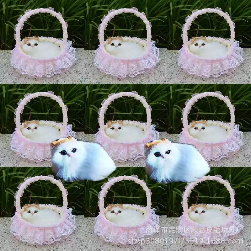 假猫咪会叫动物摆件皮毛玩具汽车内饰品动物女士车载竹炭包猫