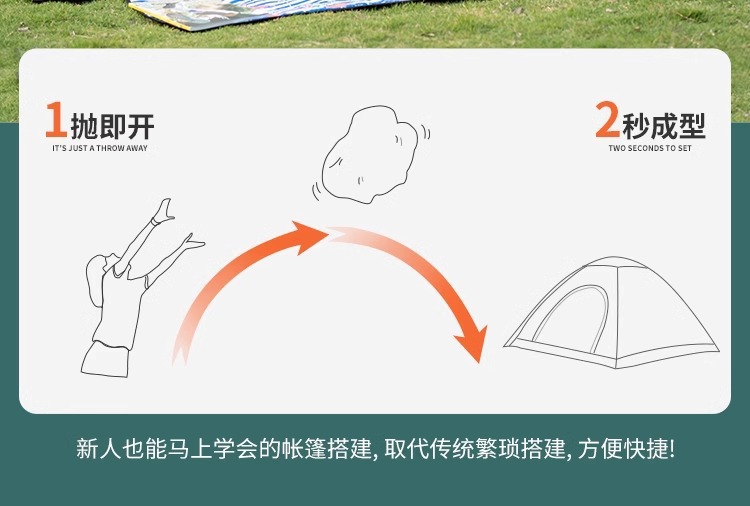 Outdoor Tent for 3-4 People, Fully Automatic, Thickened, Sun Protection Tent, 2-Person Single/Double Folding Portable Camping Tent