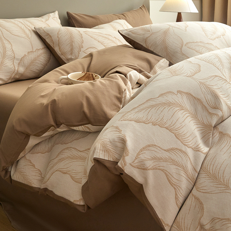 Una clase de madres y bebés Jacquard algodón puro cuatro piezas no impresa viento algodón desnudo cama