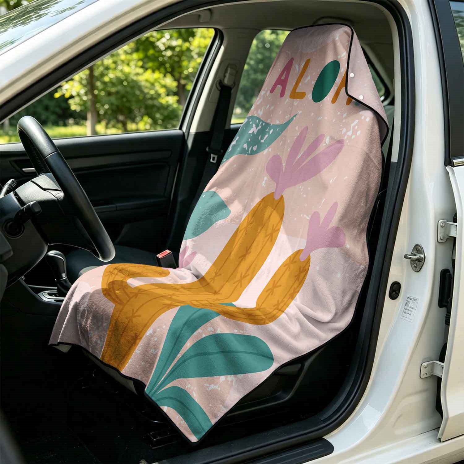 Summer bath towel and car seat cover 2-in-1, ultra-fine fiber outdoor beach and car dual-use universal seat cushion