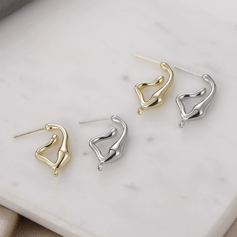 Серьги, серебряная игла, аксессуар, украшения, материал 14 карат, золотистый цвет