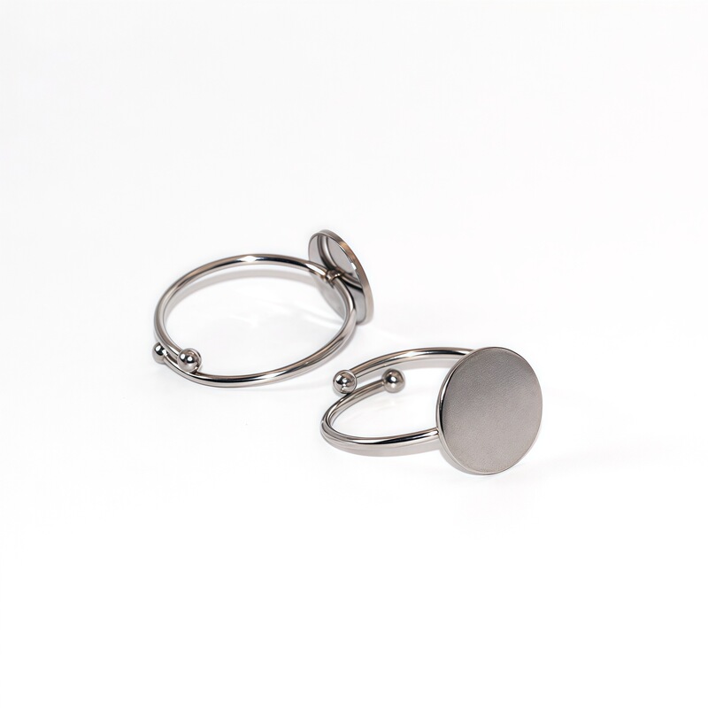 Stainless steel sticky pearl disc ring holder diy handmade loose mouth flat holder ring jewelry accessories
