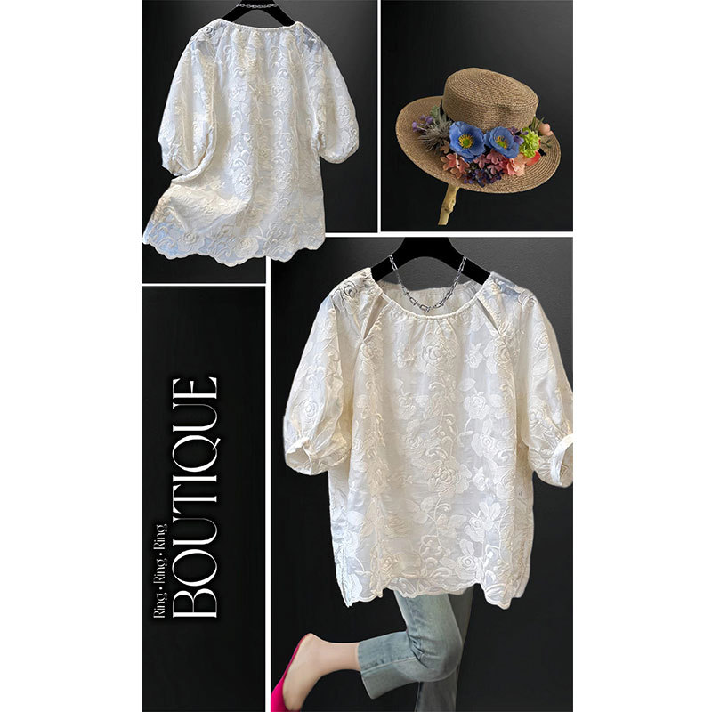 Design Embroidery Embroidered Short-sleeved Chiffon Top for Chubby Girls plus size Loose Sweet Small Shirt Summer Fashion Explosion