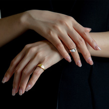纳兰 s925银小尾戒简约光面戒指韩版小清新几何切边手饰品J9566