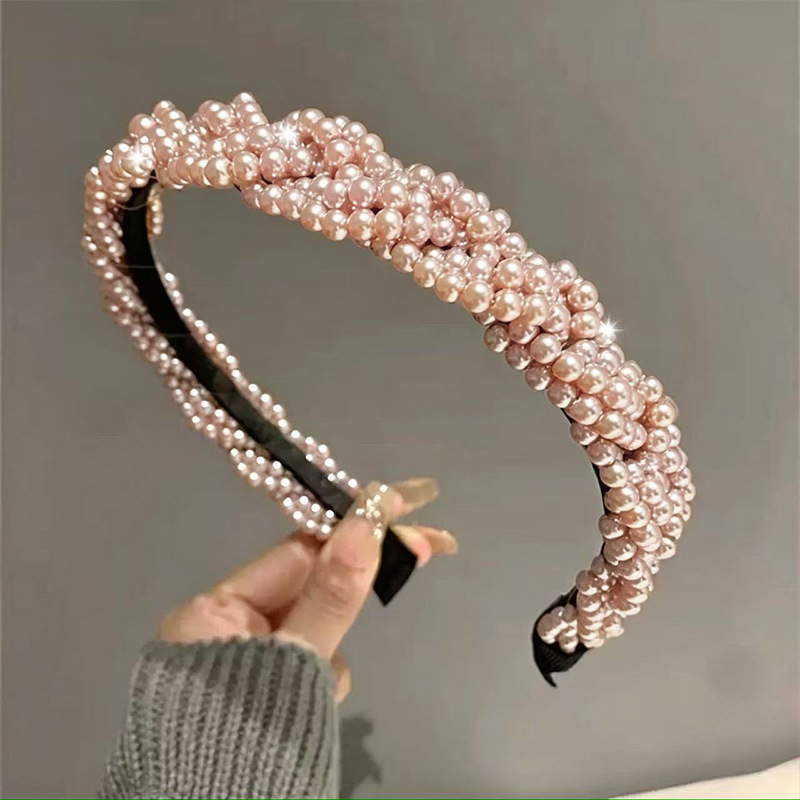Horquilla de cuentas retro de ala ancha para damas tocado de cuentas francés hecho a mano temperamento moda nueva diadema diadema accesorios para el cabello image 3
