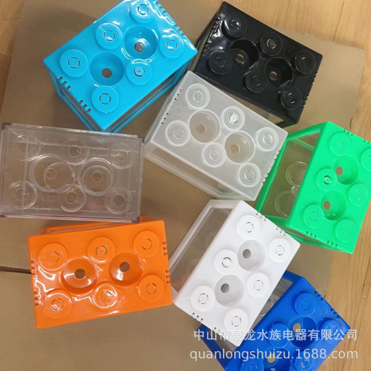 Bloque de construcción cubo tanque de peces pequeño Douyu Pavo Real pantalla Caja de aislamiento HD escritorio tanque de peces de 6 hoyos de alta transparente tanque de peces