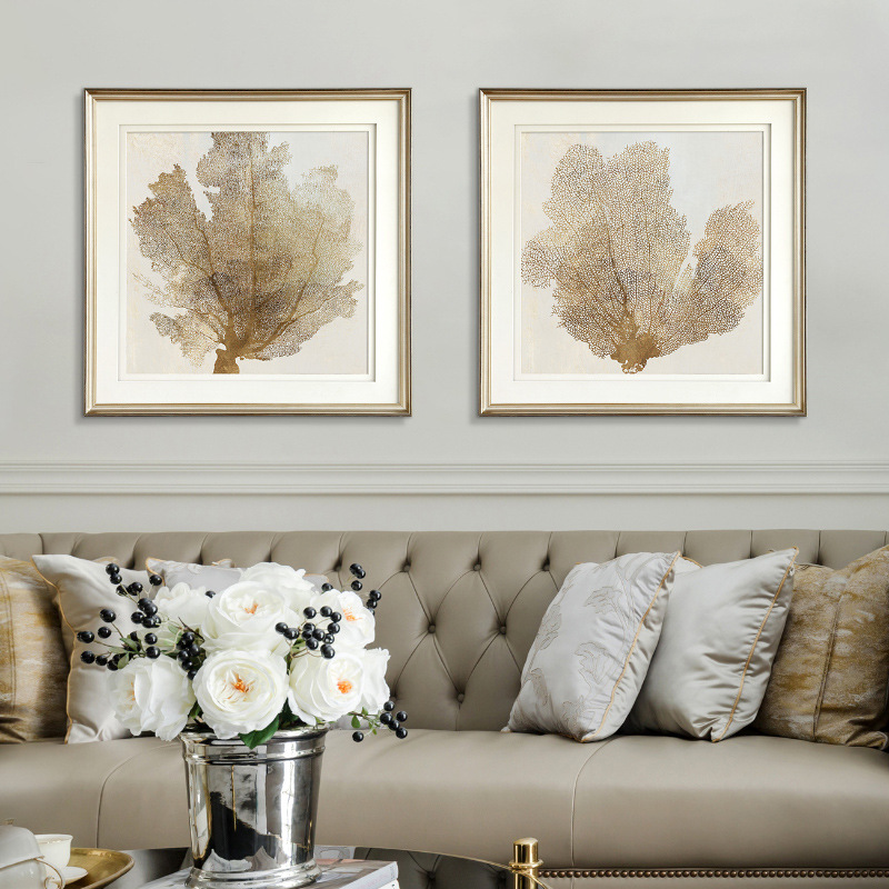 Modern American Light Luxury Coral Decorative Painting Simple Beauty Bedroom Bedside Hanging Painting French Restaurant Entrance Wall Mural