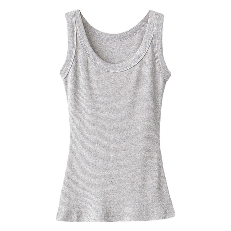 Camiseta de Tirantes Anchos Acanalada para Mujer de Algodón, Tejido Acanalado Ajustado para Capa Base image 1