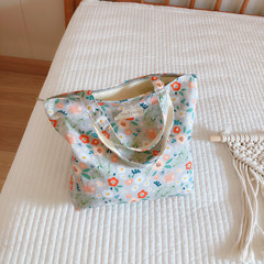 Suxi Handbag Retro Boho Soft Floral Zipper Small Tote Cotton Bag for Women